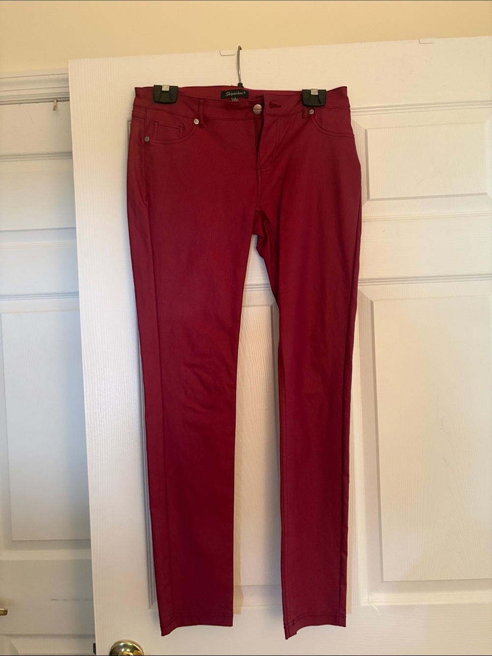 Shinestar Women's Skinny Jeans in Deep Red